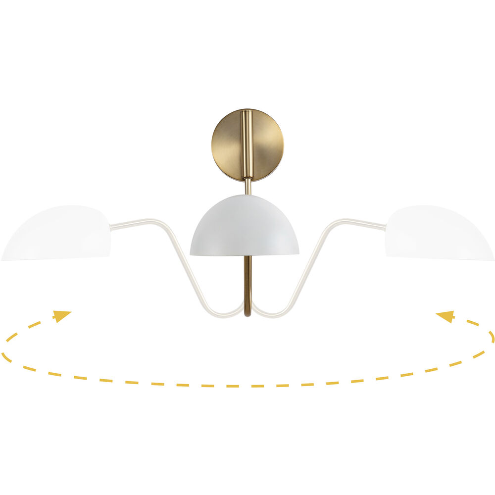 Nuvo Lighting Trilby 1 Light 7 Inch Matte White/Burnished Brass Bathroom Vanity Lights Wall Light