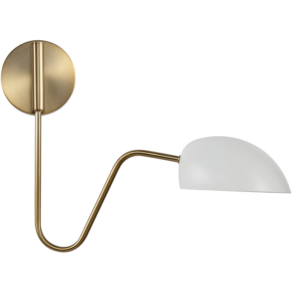 Nuvo Lighting Trilby 1 Light 7 Inch Matte White/Burnished Brass Bathroom Vanity Lights Wall Light