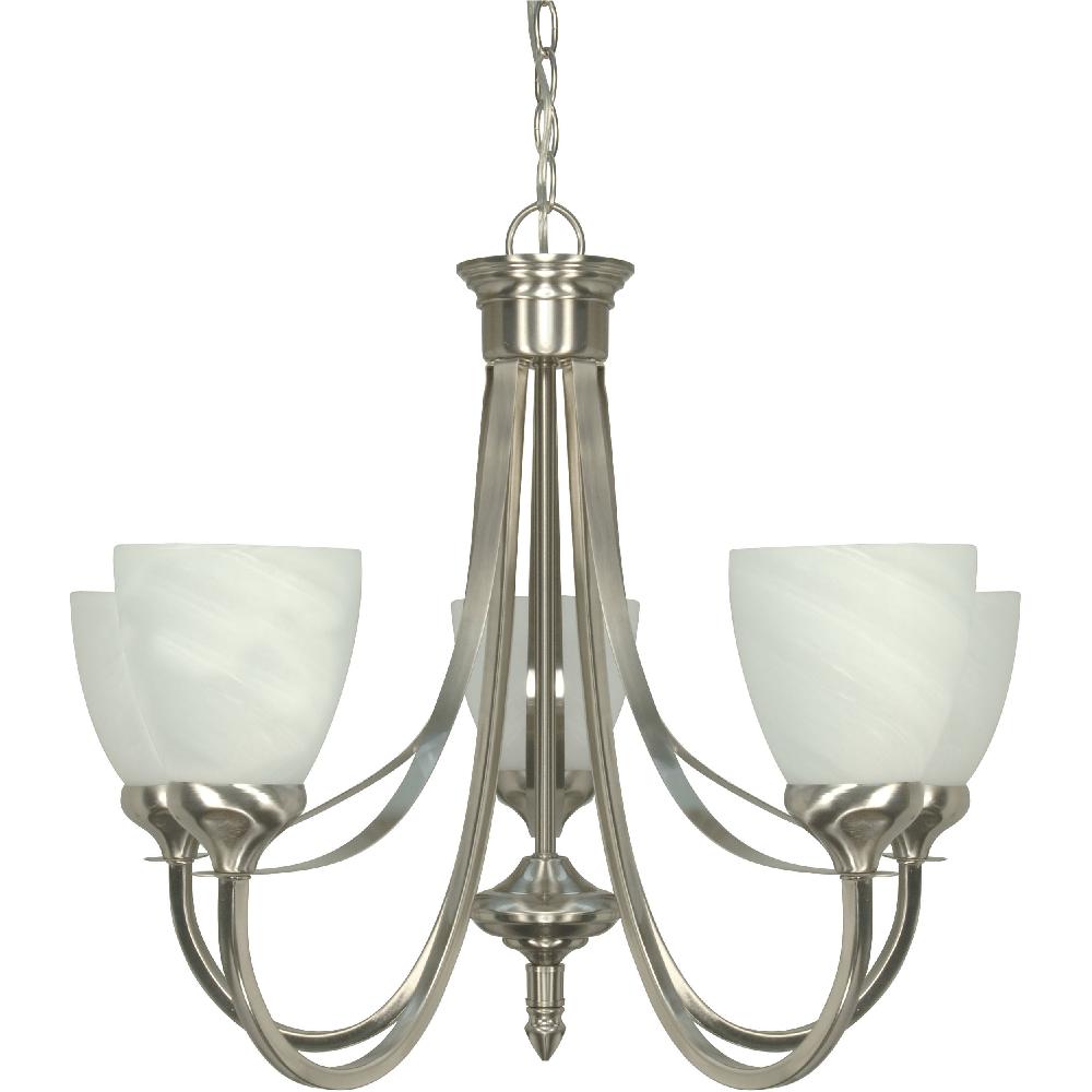 nuvo lighting Triumph 5 Light 24 inch Brushed Nickel Chandelier Ceiling Light