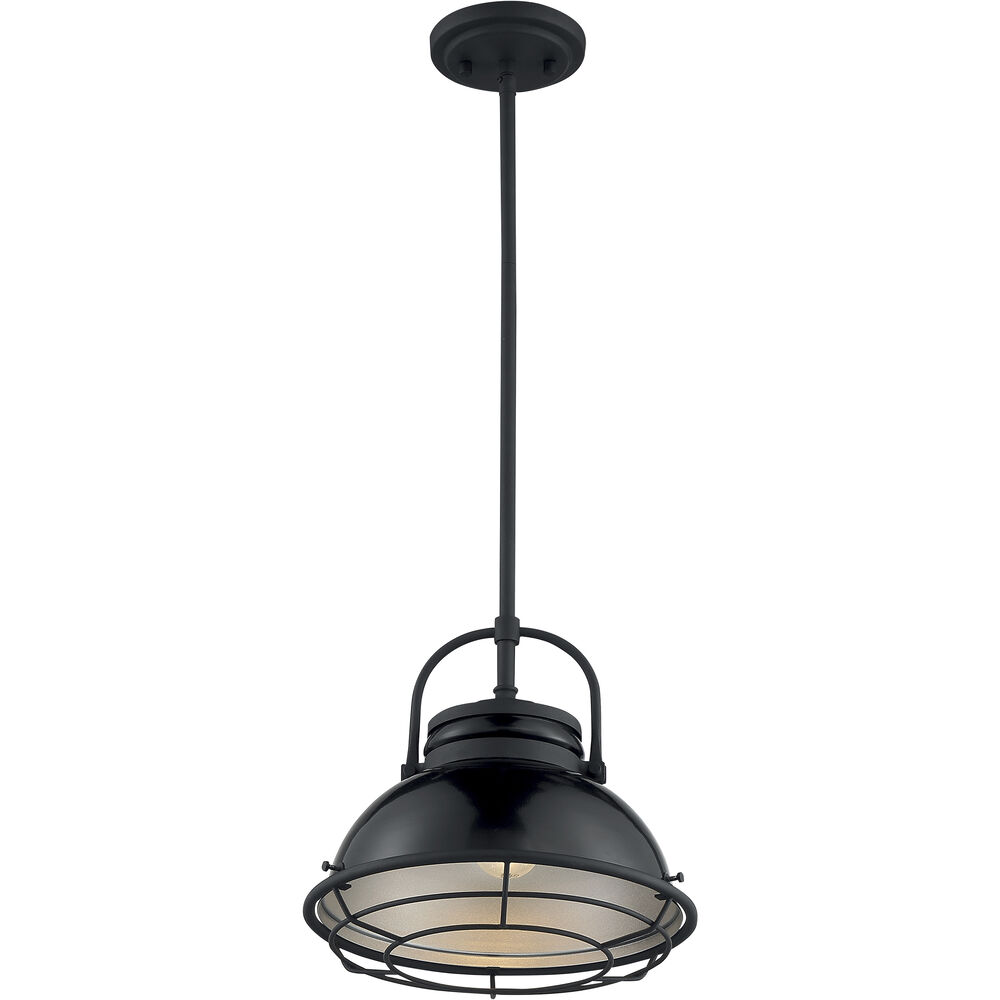Nuvo Lighting Upton 1 Light 12 Inch Gloss Black And Silver Pendant Ceiling Light