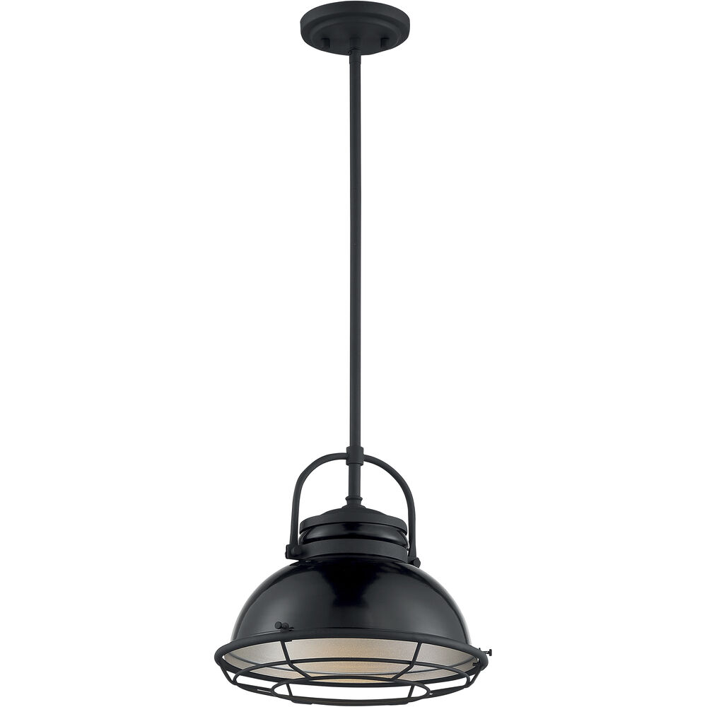 Nuvo Lighting Upton 1 Light 12 Inch Gloss Black And Silver Pendant Ceiling Light