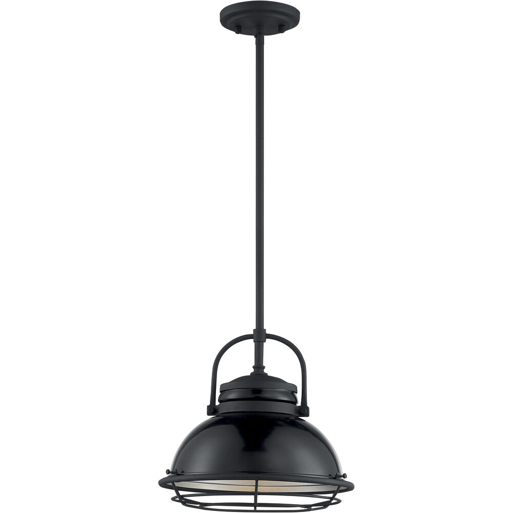Nuvo Lighting Upton 1 Light 12 Inch Gloss Black And Silver Pendant Ceiling Light