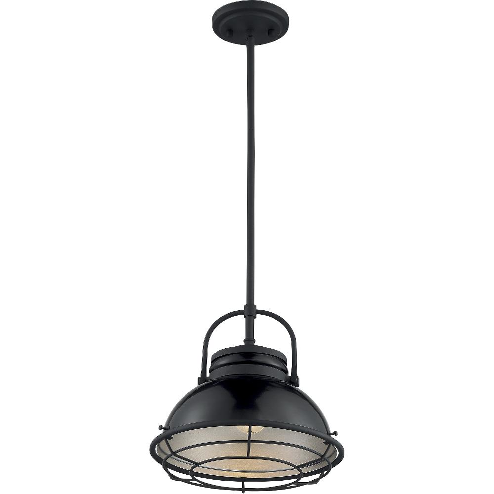 nuvo lighting Upton 1 Light 12 inch Gloss Black and Silver Pendant Ceiling Light