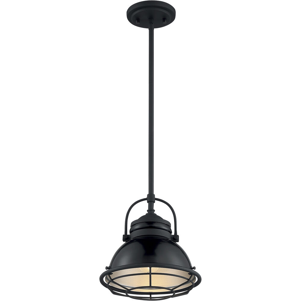 Nuvo Lighting Upton 1 Light 9.75 Inch Gloss Black And Silver Pendant Ceiling Light