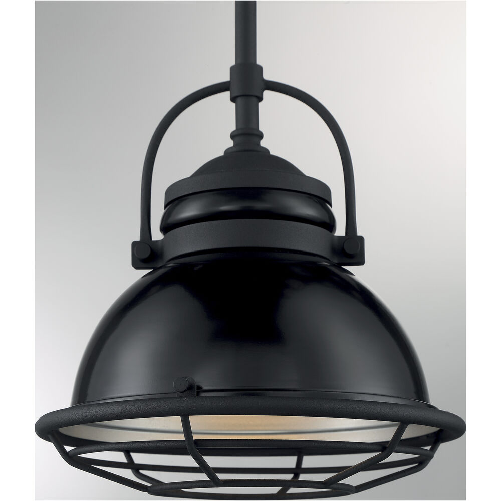Nuvo Lighting Upton 1 Light 9.75 Inch Gloss Black And Silver Pendant Ceiling Light