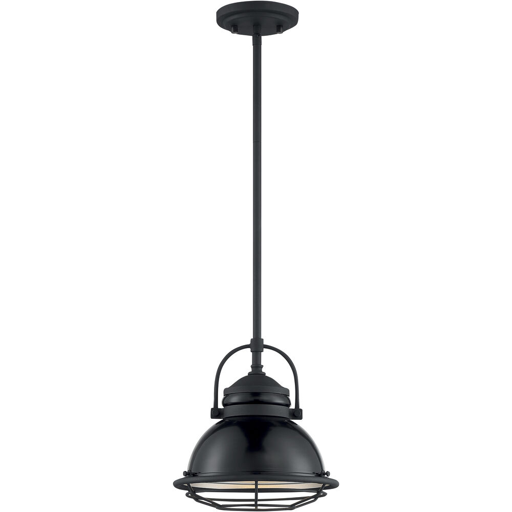 Nuvo Lighting Upton 1 Light 9.75 Inch Gloss Black And Silver Pendant Ceiling Light