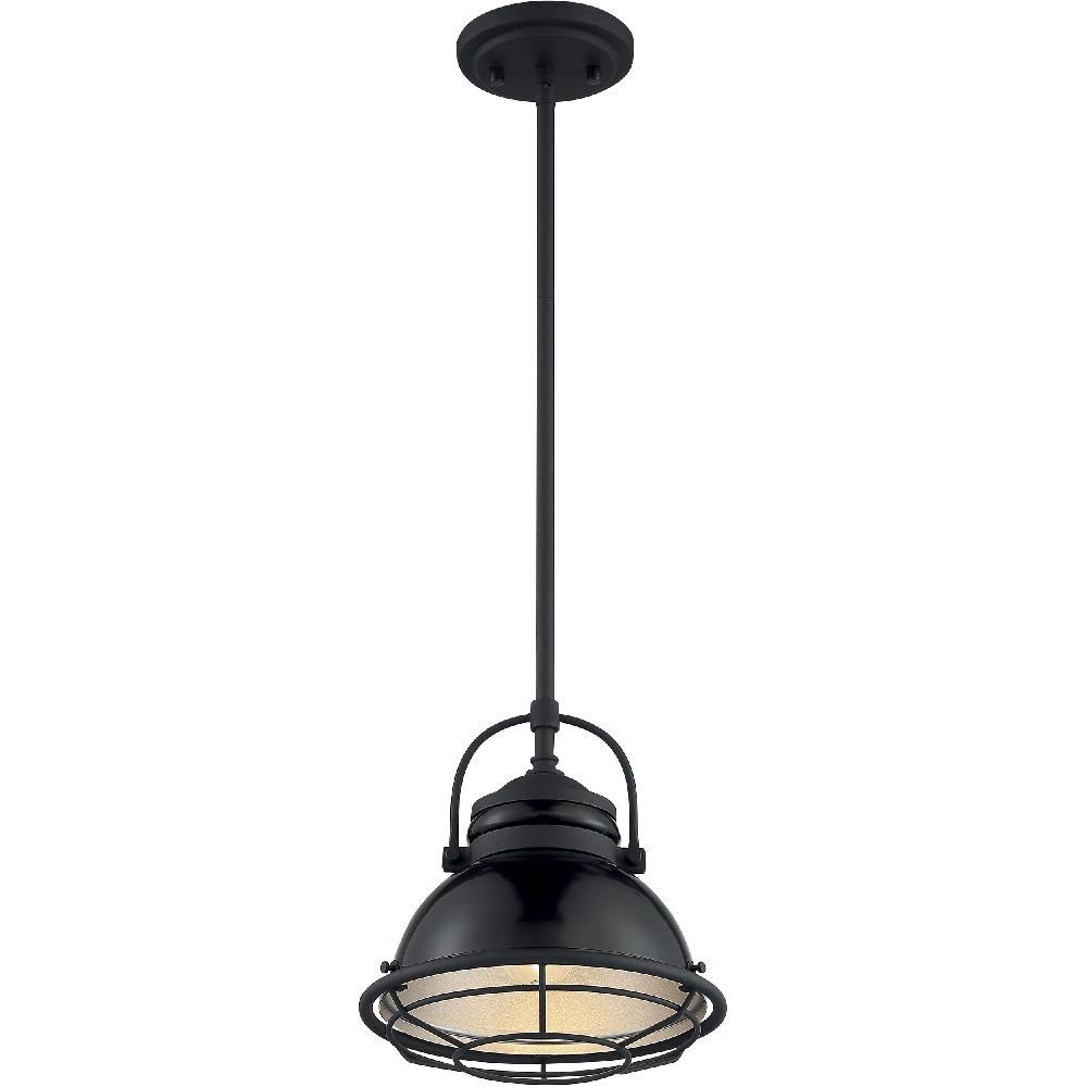 nuvo lighting Upton 1 Light 9.75 inch Gloss Black and Silver Pendant Ceiling Light