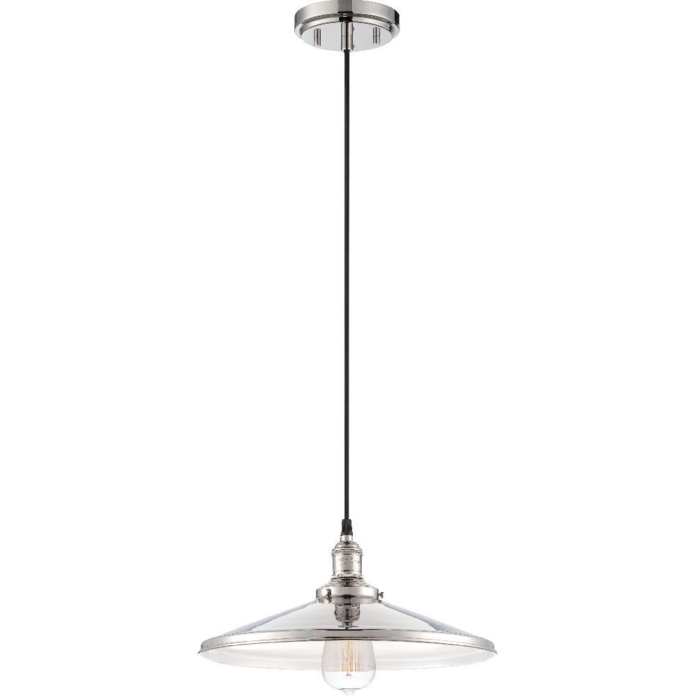 nuvo lighting Vintage 1 Light 14 inch Polished Nickel Pendant Ceiling Light