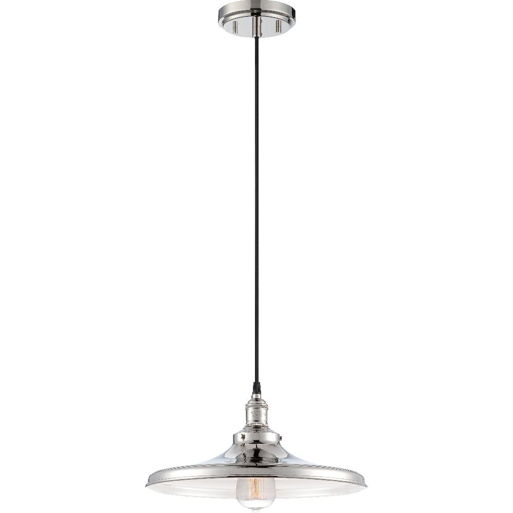 nuvo lighting Vintage 1 Light 14 inch Polished Nickel Pendant Ceiling Light