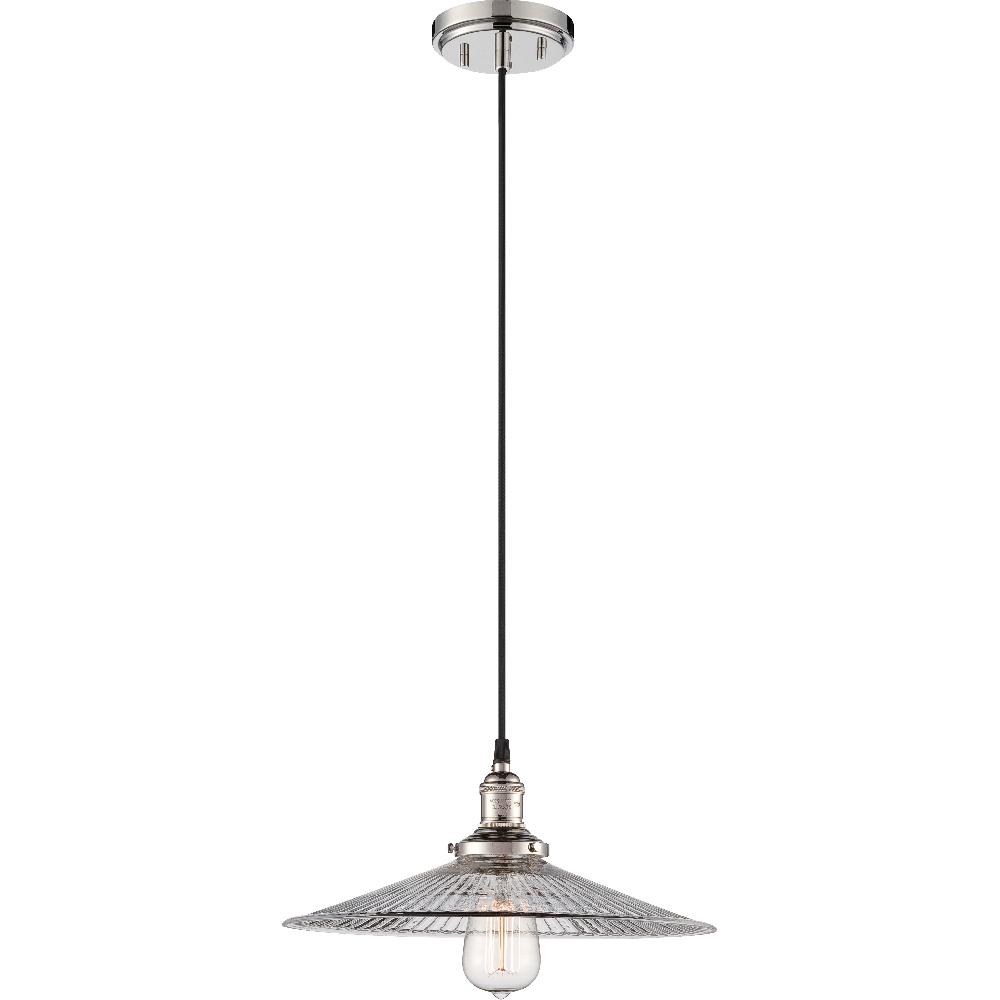 nuvo lighting Vintage 1 Light 14 inch Polished Nickel Pendant Ceiling Light
