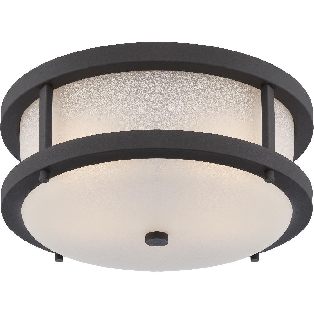 nuvo lighting Willis LED 14 inch Textured Black and Antique White Outdoor Flush Mount