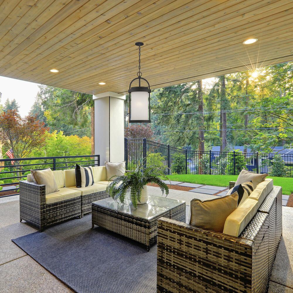 Nuvo Lighting Willis LED 9 Inch Textured Black And Antique White Outdoor Hanging Light