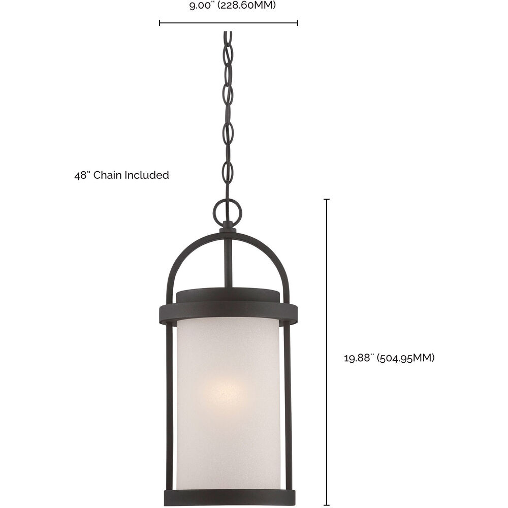 Nuvo Lighting Willis LED 9 Inch Textured Black And Antique White Outdoor Hanging Light