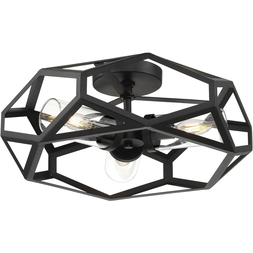Nuvo Lighting Zemi 3 Light 20 Inch Black Flush Mount Fixture Ceiling Light