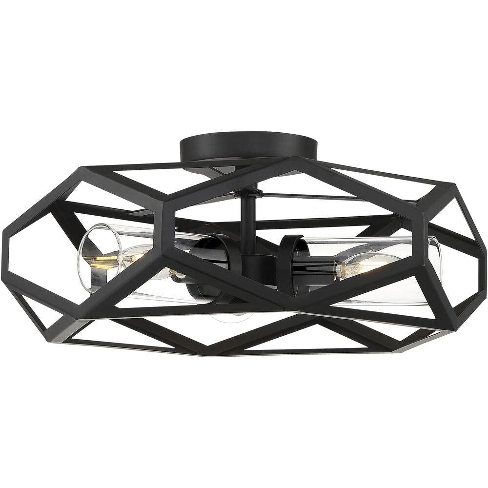 Nuvo Lighting Zemi 3 Light 20 Inch Black Flush Mount Fixture Ceiling Light
