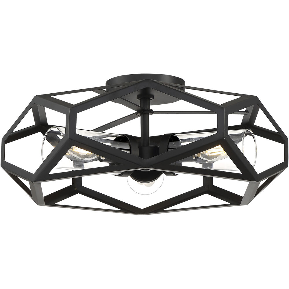 Nuvo Lighting Zemi 3 Light 20 Inch Black Flush Mount Fixture Ceiling Light