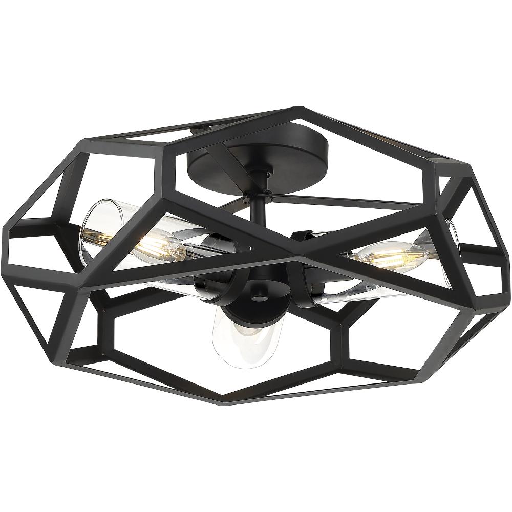 nuvo lighting Zemi 3 Light 20 inch Black Flush Mount Fixture Ceiling Light