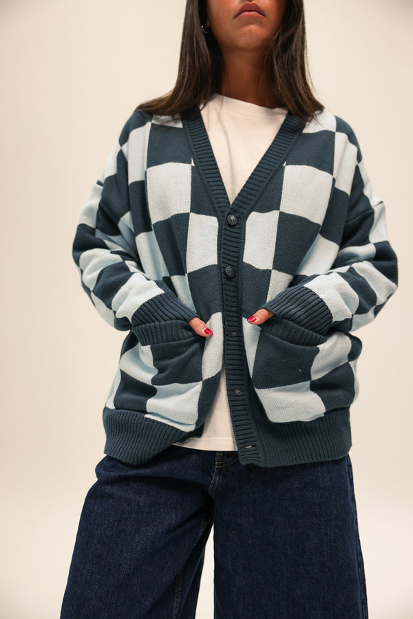 Nwhr Checkered Blue Cardigan