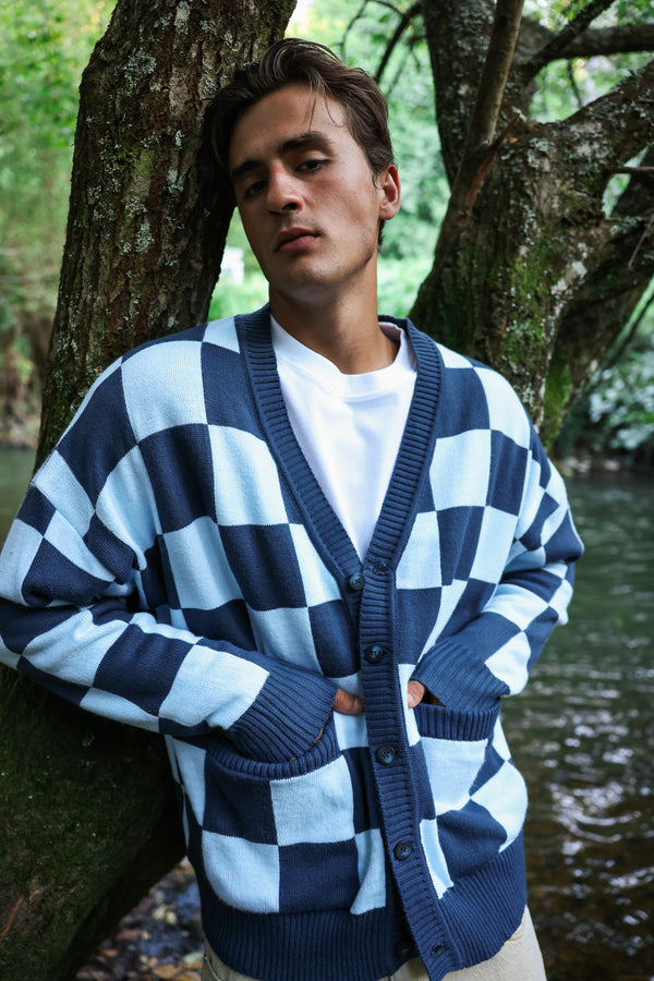 Nwhr Checkered Blue Cardigan