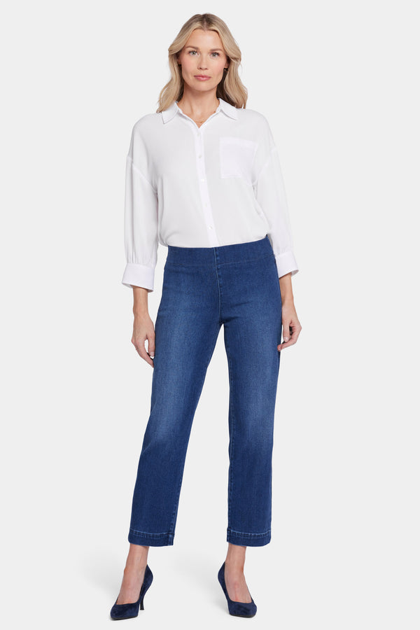 Nydj Bailey Relaxed Straight Ankle Pull-On Jeans In Petite