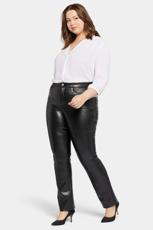 Nydj Faux Leather Marilyn Straight Pants In Plus Size