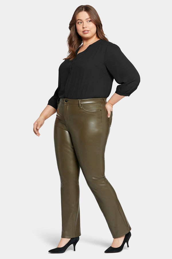 Nydj Faux Leather Marilyn Straight Pants In Plus Size