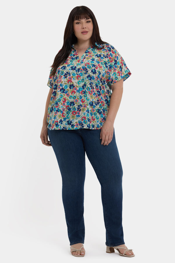 Nydj Becky Short Sleeved Blouse In Plus Size