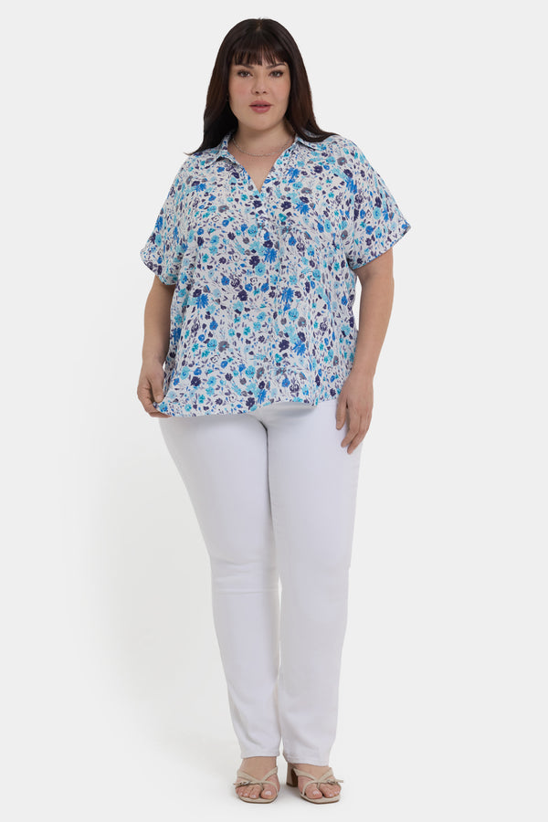 Nydj Becky Short Sleeved Blouse In Plus Size