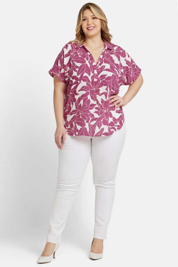 Nydj Becky Short Sleeved Blouse In Plus Size