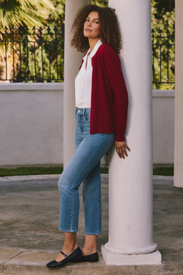 nydj Cashmere Crewneck Cardigan