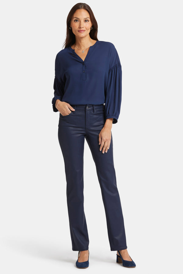 Nydj Coated Marilyn Straight Jeans In Petite
