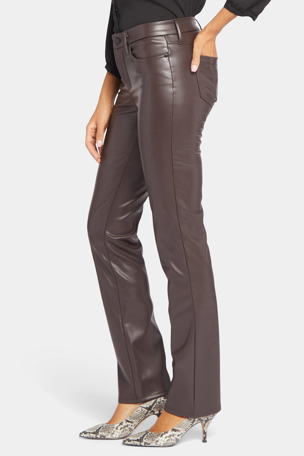 Nydj Faux Leather Marilyn Straight Pants In Petite