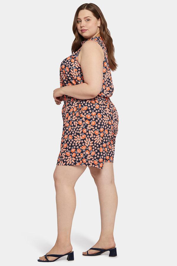 Nydj Mandarin Blouse And Short Set In Plus Size