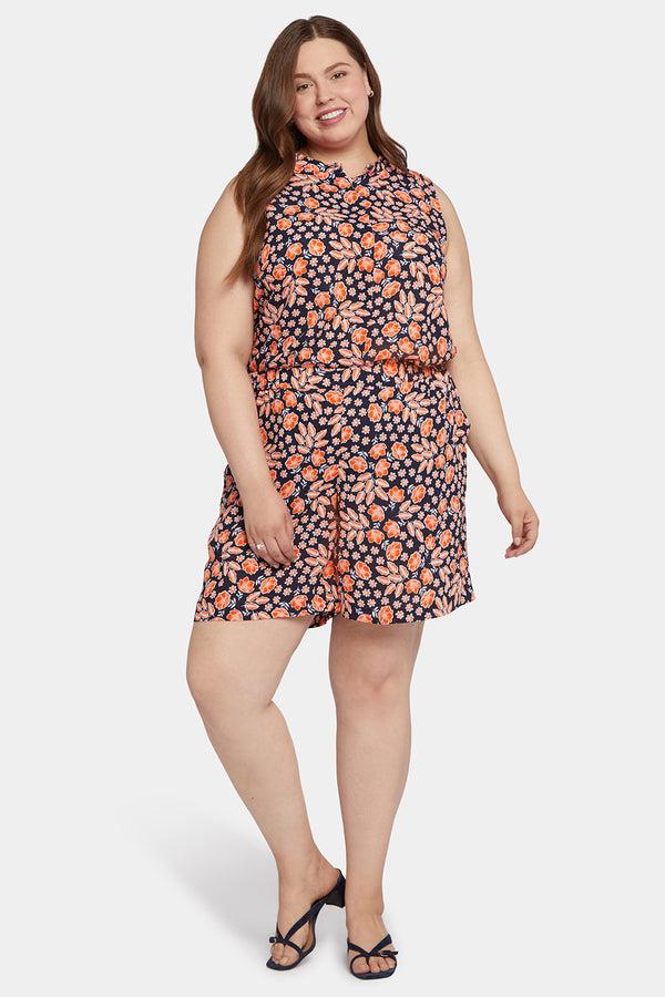 Nydj Mandarin Blouse And Short Set In Plus Size