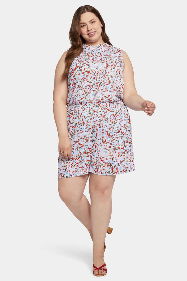 Nydj Mandarin Blouse And Short Set In Plus Size