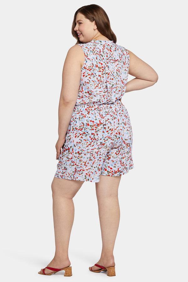 nydj Mandarin Blouse And Short Set In Plus Size