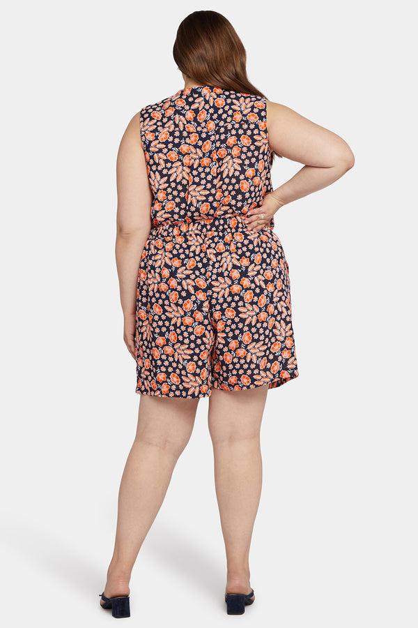 nydj Mandarin Blouse And Short Set In Plus Size