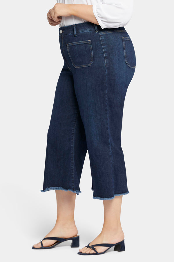 Nydj Patchie Wide Leg Capri Jeans In Plus Size