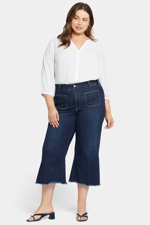 Nydj Patchie Wide Leg Capri Jeans In Plus Size
