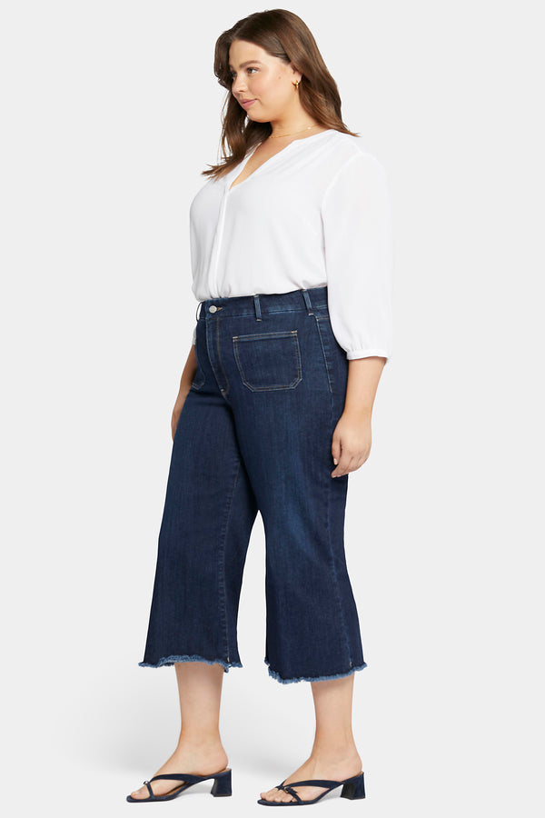 Nydj Patchie Wide Leg Capri Jeans In Plus Size