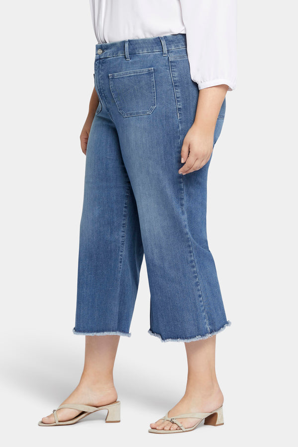 Nydj Patchie Wide Leg Capri Jeans In Plus Size