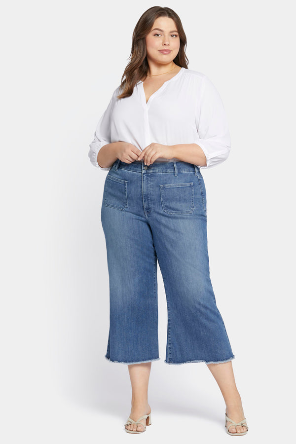 Nydj Patchie Wide Leg Capri Jeans In Plus Size
