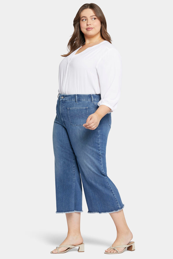 Nydj Patchie Wide Leg Capri Jeans In Plus Size