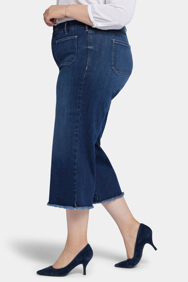Nydj Patchie Wide Leg Capri Jeans In Plus Size