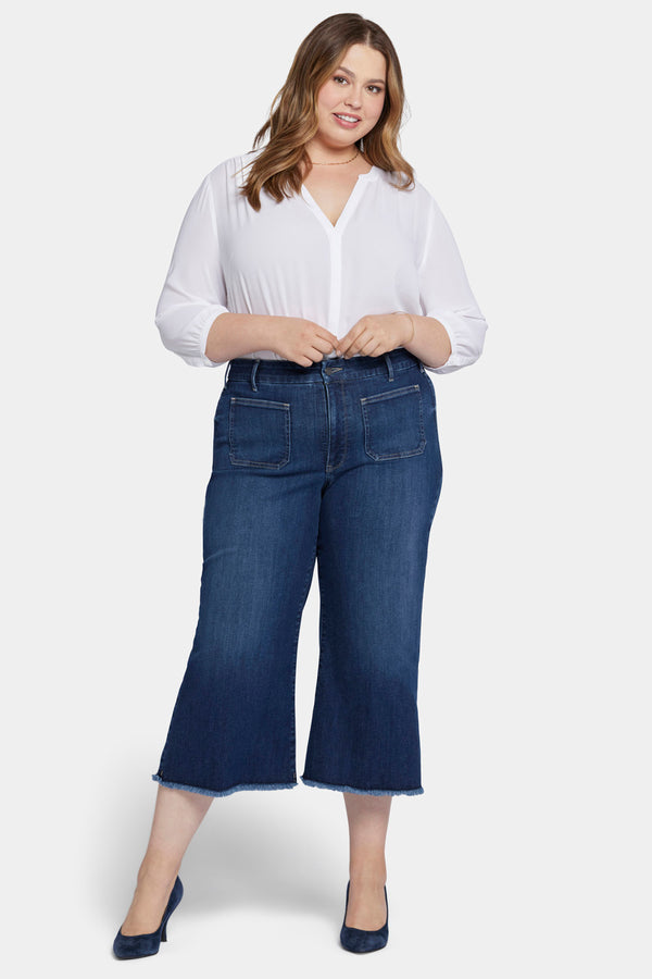 Nydj Patchie Wide Leg Capri Jeans In Plus Size