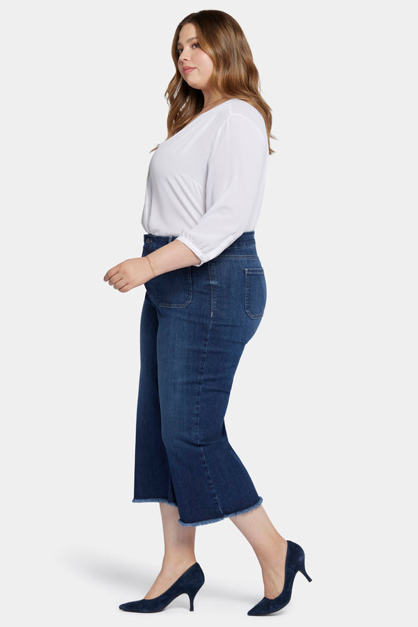 Nydj Patchie Wide Leg Capri Jeans In Plus Size