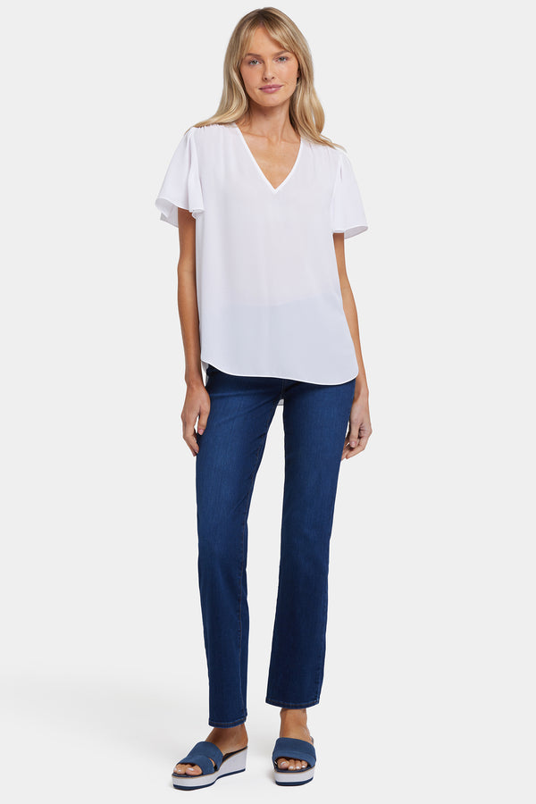 Nydj Pleated Flutter Sleeved Blouse