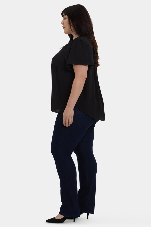 Nydj Pleated Flutter Sleeved Blouse In Plus Size