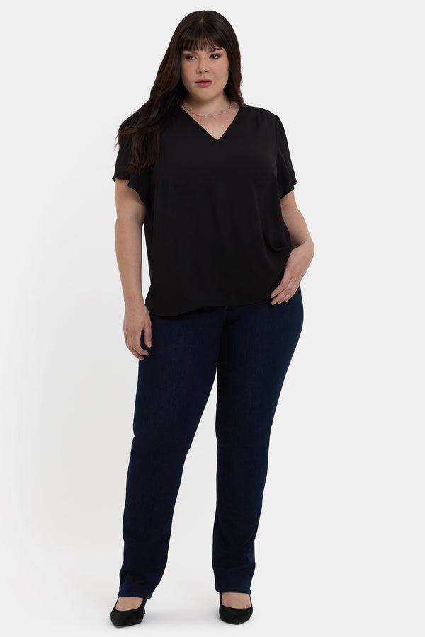 Nydj Pleated Flutter Sleeved Blouse In Plus Size