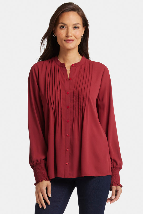 Nydj Pleated Peasant Blouse